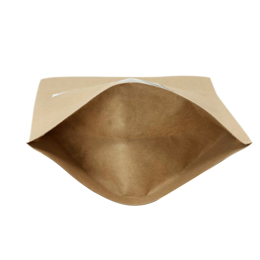 SZ1P-NKW | 1lb Stand-up Zip-lock Kraft Paper Pouch W/ Oval Window | 6.75x1.8x11.5"