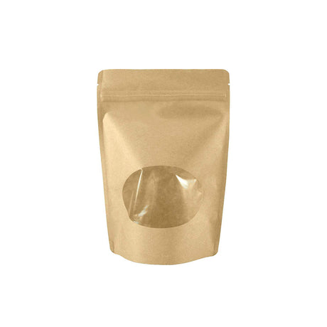 8 OZ Stand-up Zip-lock Pouch with Oval Window in a white background