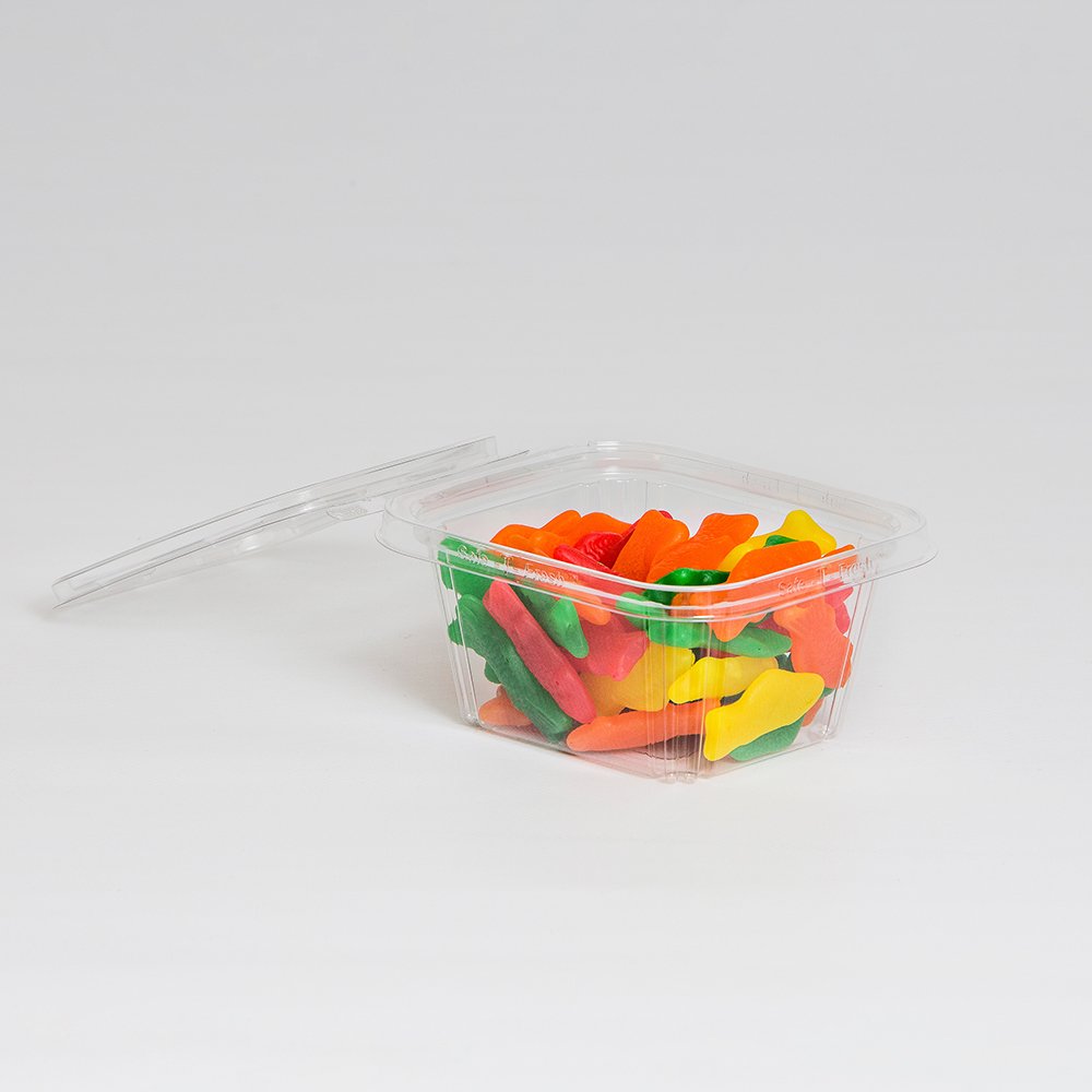 TS16 | 16oz PET Clear Rectangular Hinged Safe-T-Fresh Salad Container