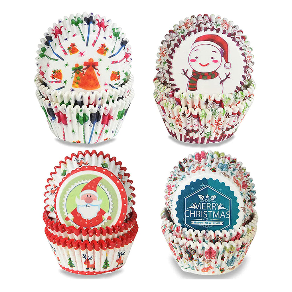 Moules à cupcakes en papier sulfurisé de Noël de 4,33 po - 100 pièces