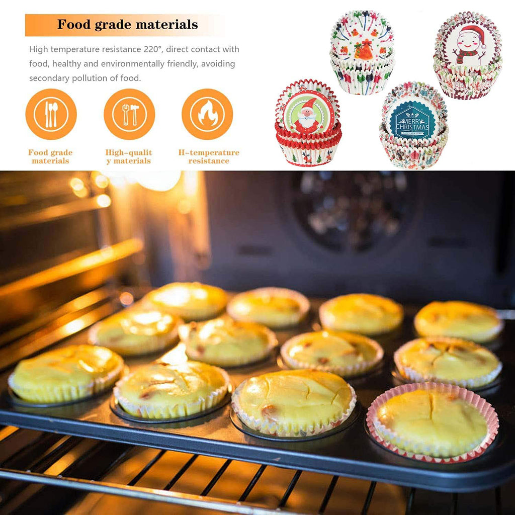 Moules à cupcakes en papier sulfurisé de Noël de 4,33 po - 100 pièces
