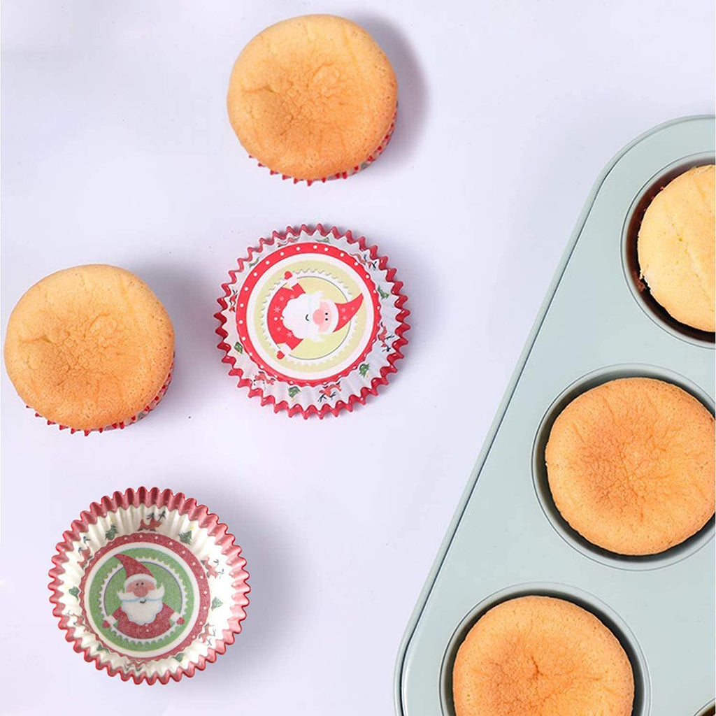 Moules à cupcakes en papier sulfurisé de Noël de 4,33 po - 100 pièces