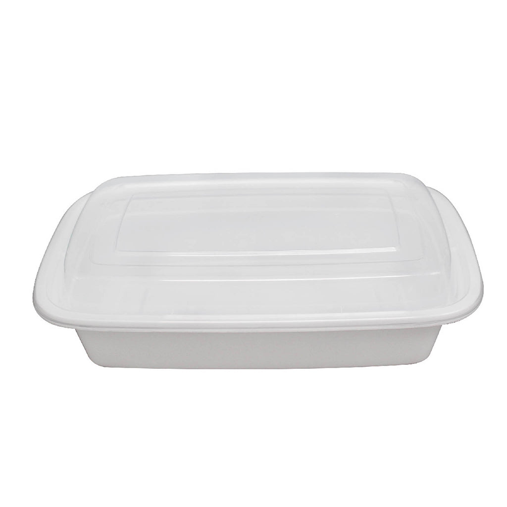 Microwave container - 1000cc 2 compartments - 182 series wide white