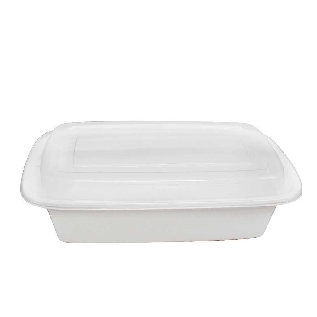 Microwave container - 900cc - 182 series wide white