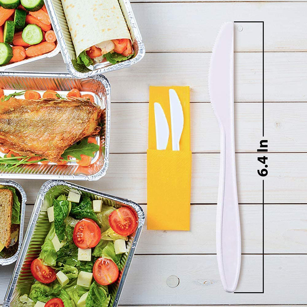 6.4" Individually Wrapped White Plastic Knife size