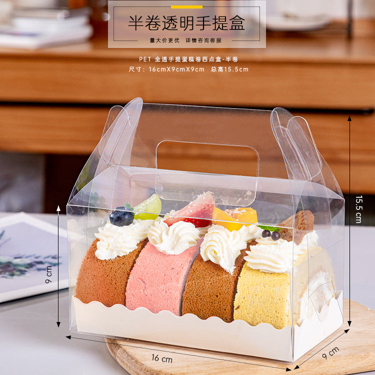 Medium Clear Cake Roll Box W/ Handle