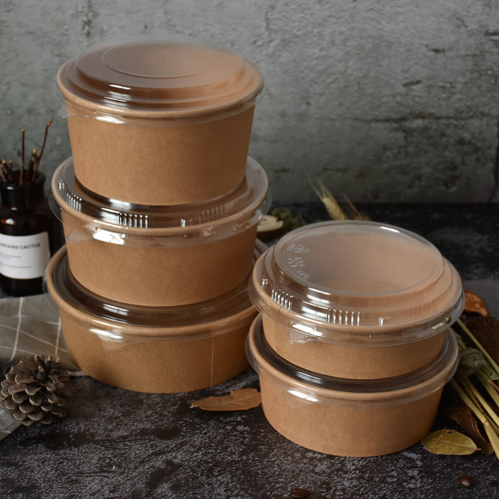 Custom Printed Kraft Paper Bowl stacked up