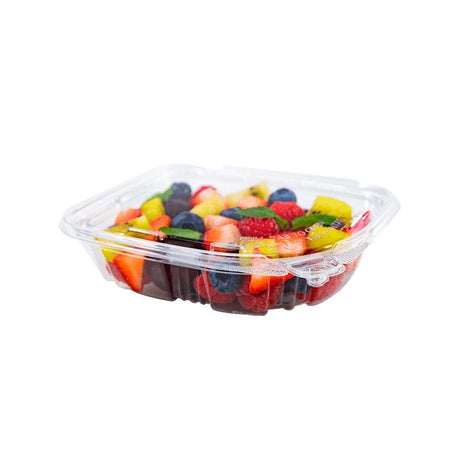 PL08 | 8oz PET Clear Rectangular Hinged Safety Lock Salad Container - 240 Sets - HD Plastic Product (Canada). Inc