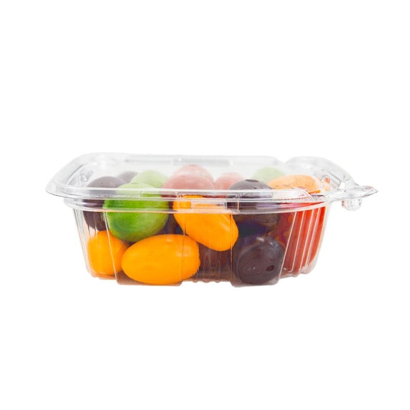 PLS-12 | 12oz PET Clear Rectangular Hinged Safety Lock Salad Container - side