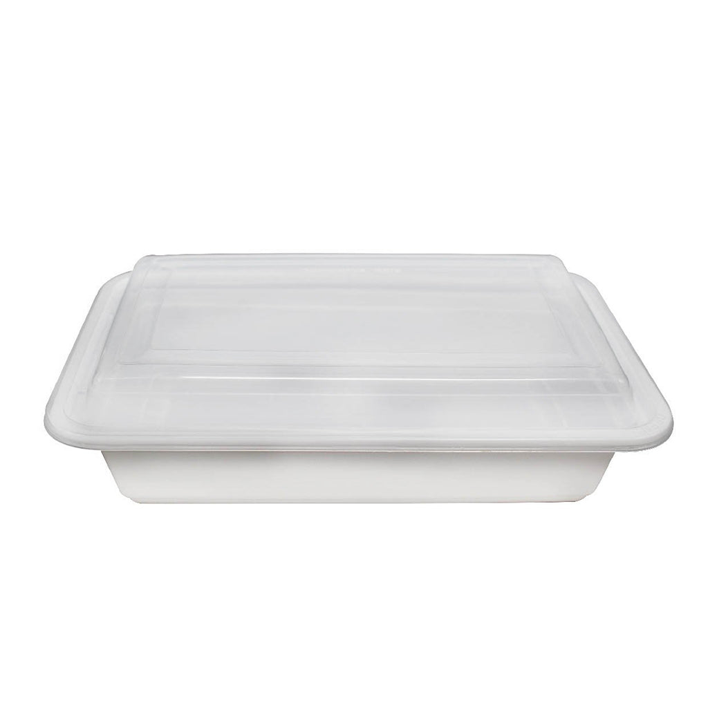 32 oz Rectangular Microwavable Food Containers, Clear Base & Lid - 878-32C