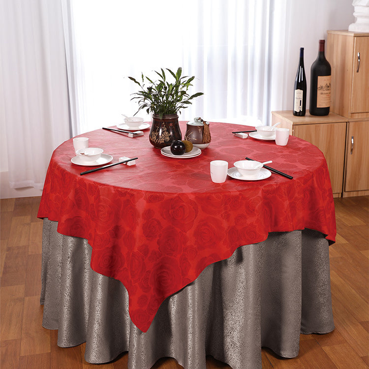 Nappe biodégradable en plastique à motif de rose rouge | 180x180cm - 150 pièces