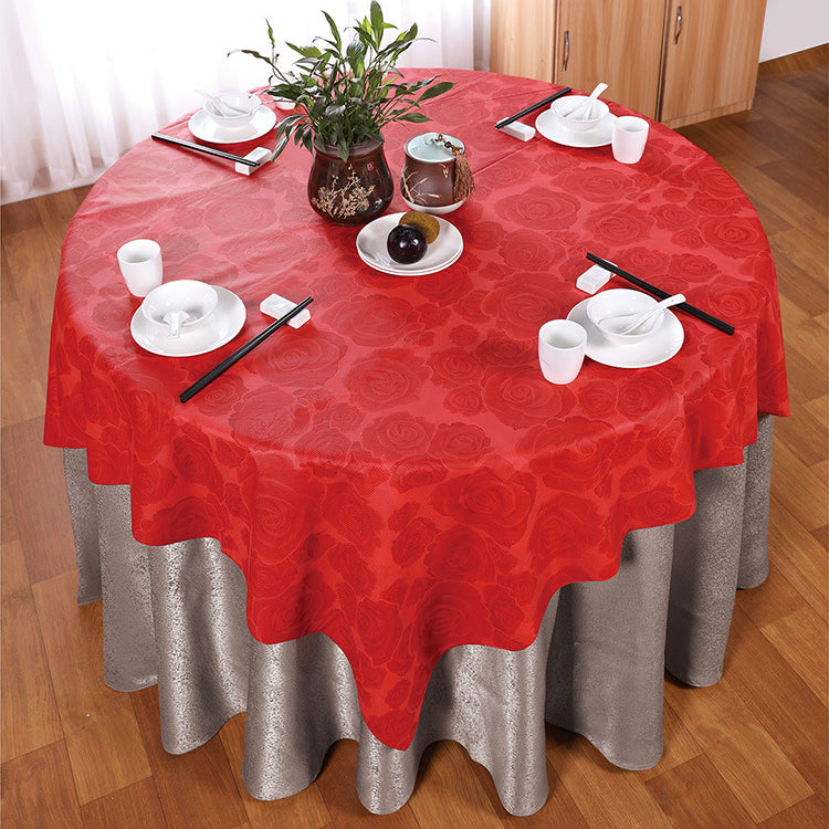 Nappe biodégradable en plastique à motif de rose rouge | 180x180cm - 150 pièces
