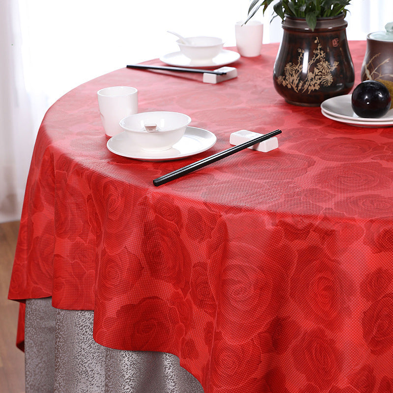 Nappe biodégradable en plastique à motif de rose rouge | 180x180cm - 150 pièces