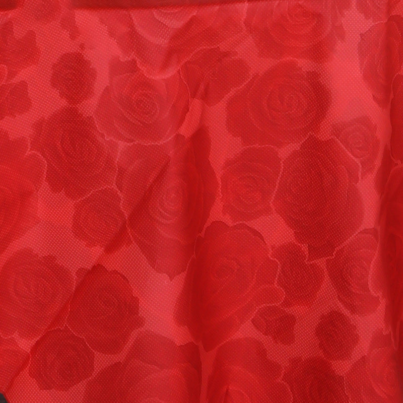 Nappe biodégradable en plastique à motif de rose rouge | 180x180cm - 150 pièces