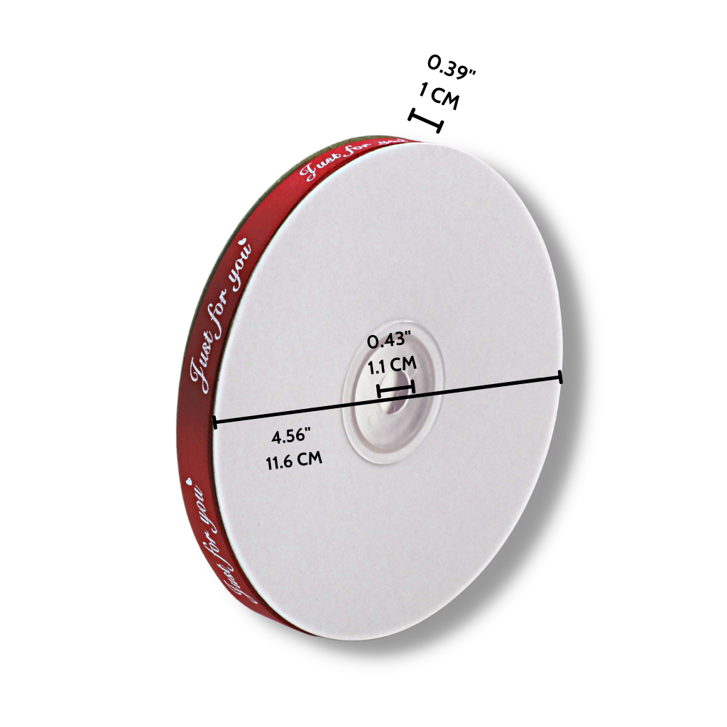 0.39" Just For You Burgundy Fabric Ribbon | 55 Yards - 1 Roll