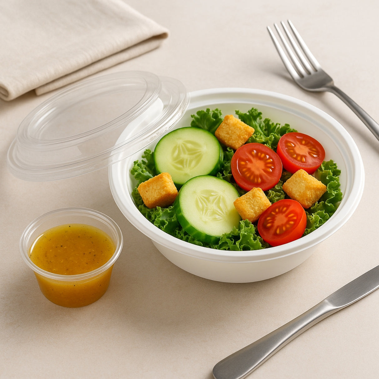 HD 24oz Microwaveable PP White Round Container take-out