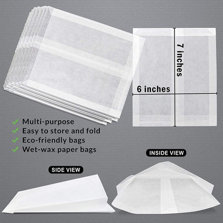 MCN320201 Sac à sandwich à soufflet en papier blanc résistant à la graisse | 6x0,75x6,75" - 1000 pièces