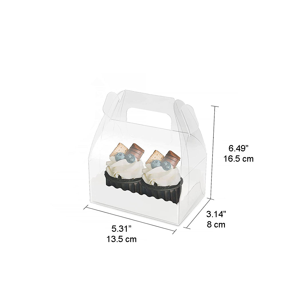 Small Clear Cake Roll Box W/ Handle & Paper Base | 5.31x3.14x6.49"