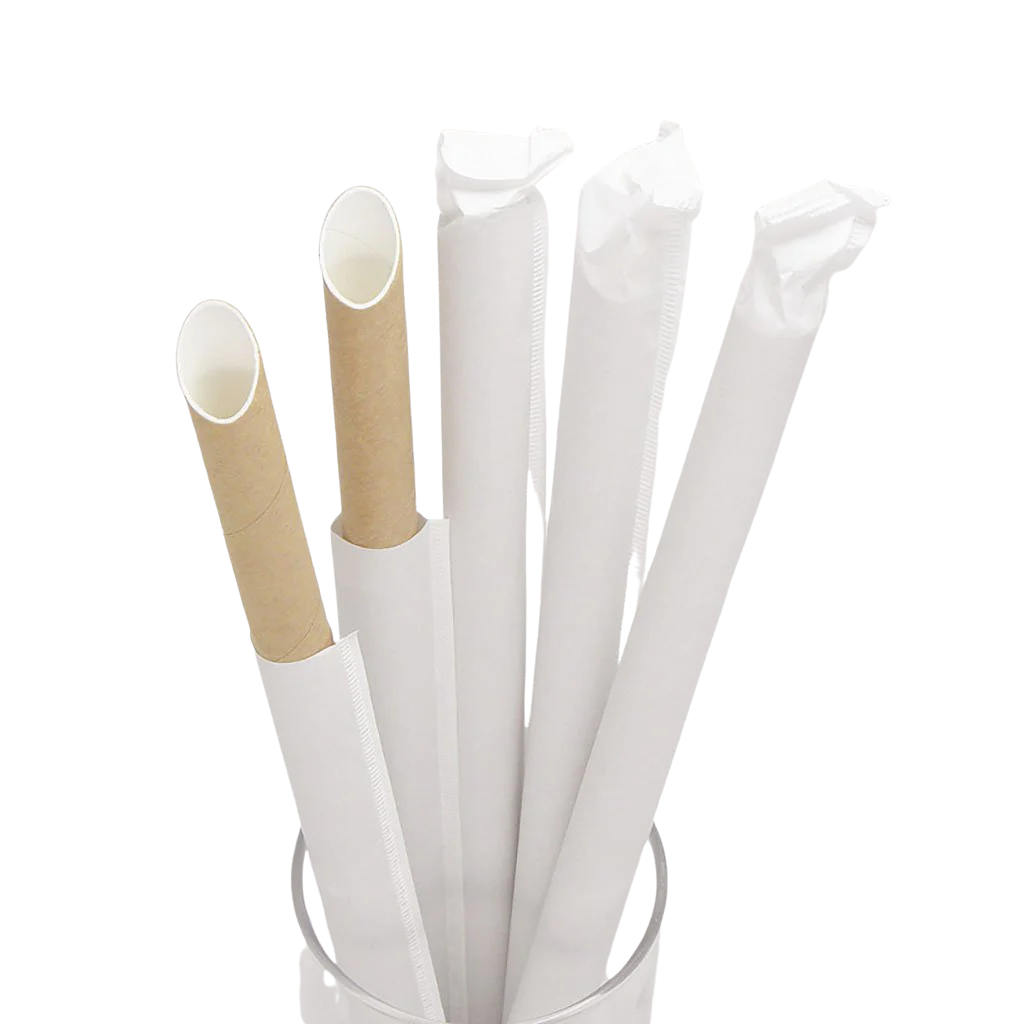 12x230mm Diagonal Cut Kraft Paper Straw (Individually Wrapped)