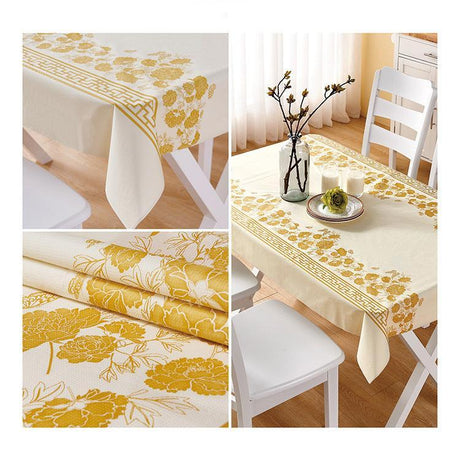 Biodegradable Stone Plastic Peony Pattern Tablecloth