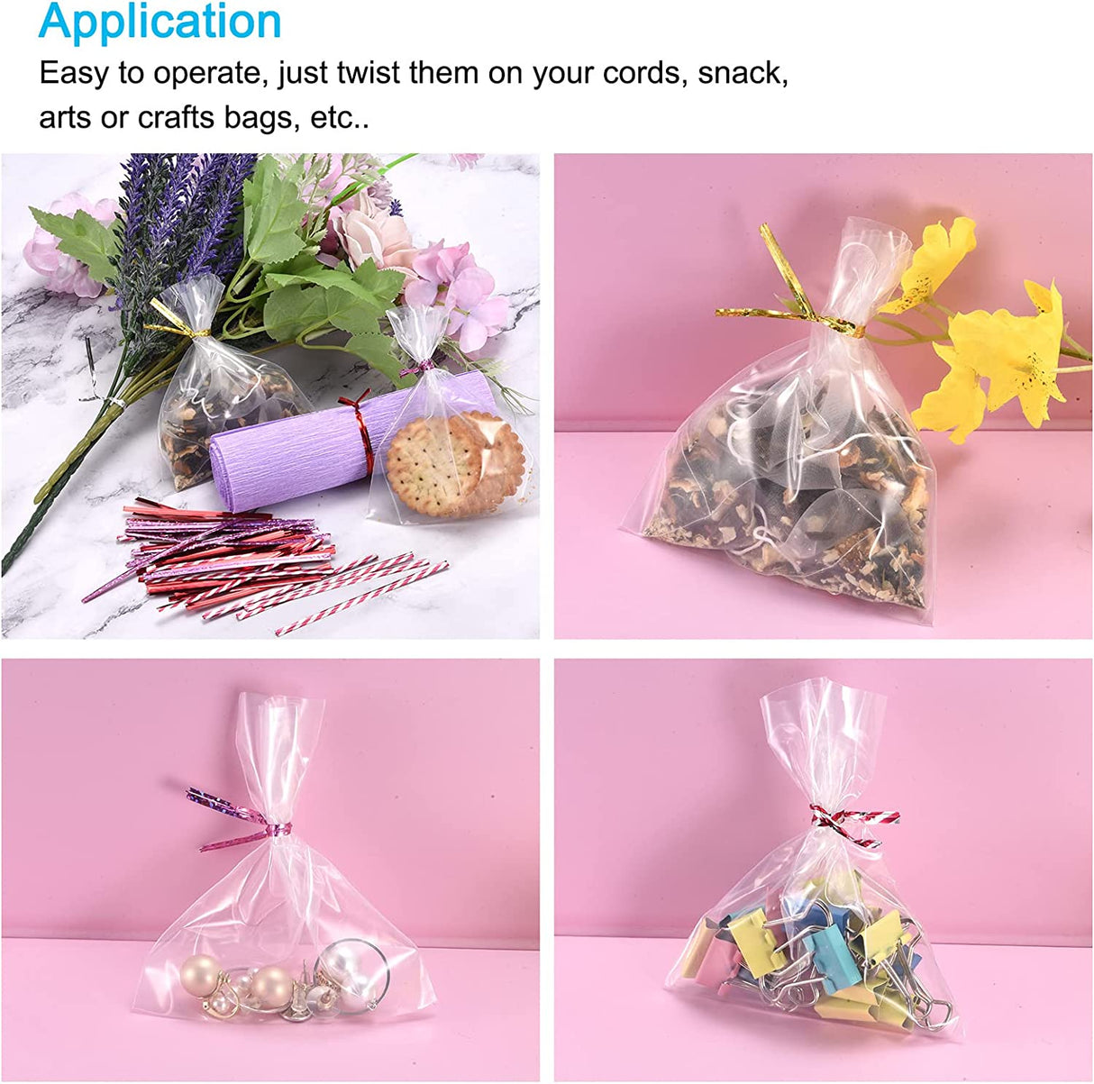 3.74" Foil Twist Ties (Random Color) - 1000 Pcs
