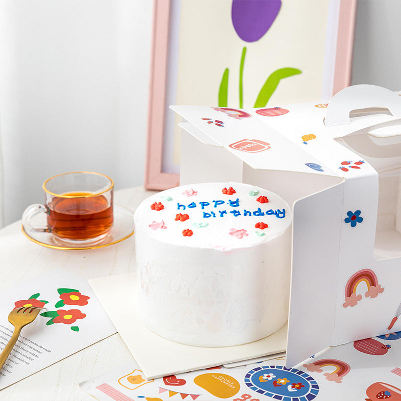 White Cake Box W/ Window & Handle & Board | Ideal for 4" 6" 8" Cake - details