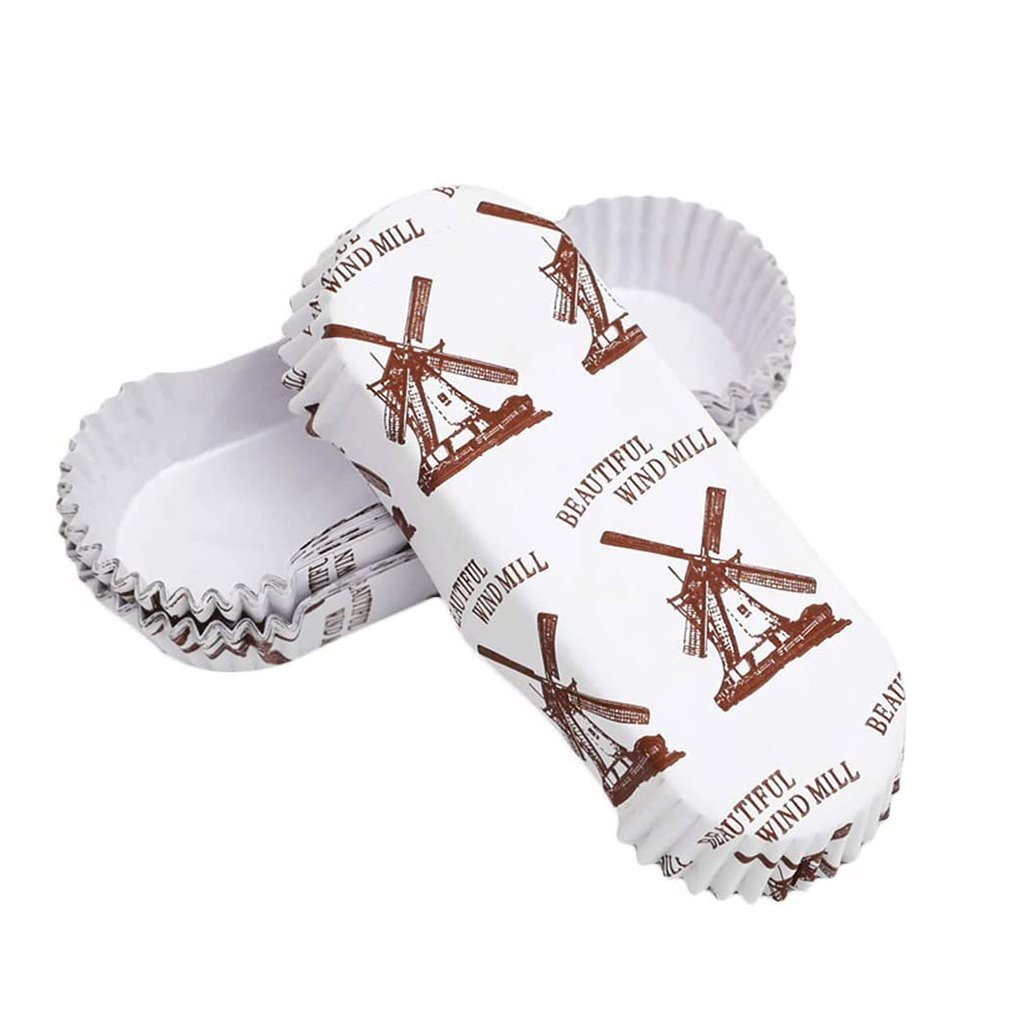 Beautiful Wind mill oval baking paper cup dessert white background packaging