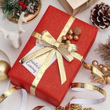 0.39" Golden Merry Christmas Ribbon | 10 Yards - wrap box