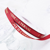 0.39" Love Is Eternal Red Fabric Ribbon | 50 Yards - on cup