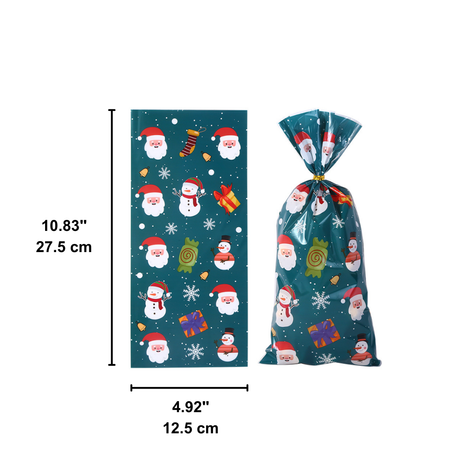 10.83x4.92" Christmas Cellophane Bags Treat Bags | 4 Mixed Designs – size