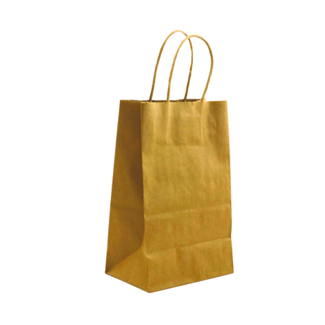 100% Recycled Paper Kraft Bag W/ Twisted Handle | 6.3x3.54x8.5" - 150 Pcs