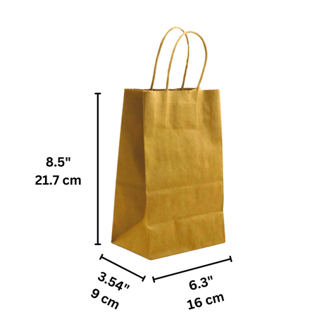 100% Recycled Paper Kraft Bag W/ Twisted Handle | 6.3x3.54x8.5" - size