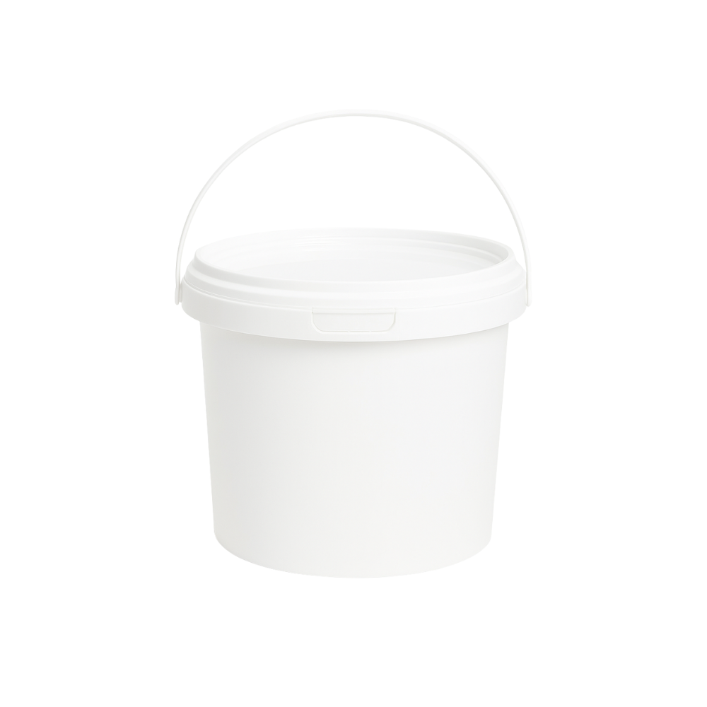 100oz PP White Dessert Food Storage Round Bucket W/ Lid & Handle
