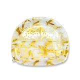 #1082 PET Golden Half Moon Shaped Sushi Tray W/ Clear Lid | 10.24x8.66x2"