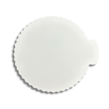 11.4" White Round Cake Paper Pad W/ Handle - 100 Pcs