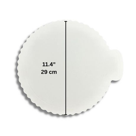 11.4" White Round Cake Paper Pad W/ Handle - size