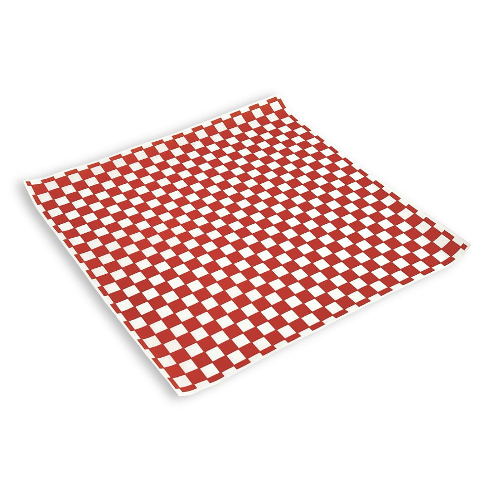 11.8x11.8" Grease Resistant Red Checker Liner Food Wrap Paper