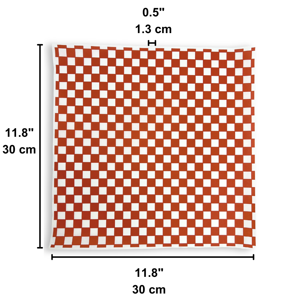 11.8x11.8" Grease Resistant Red Checker Liner Food Wrap Paper