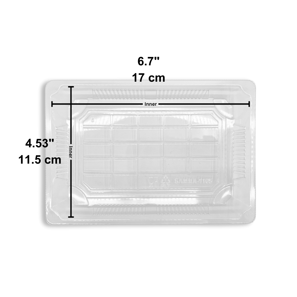 #1105 PET | Clear Sushi Tray W/ Lid | 7.28x5.12x1.77" - tray inner size
