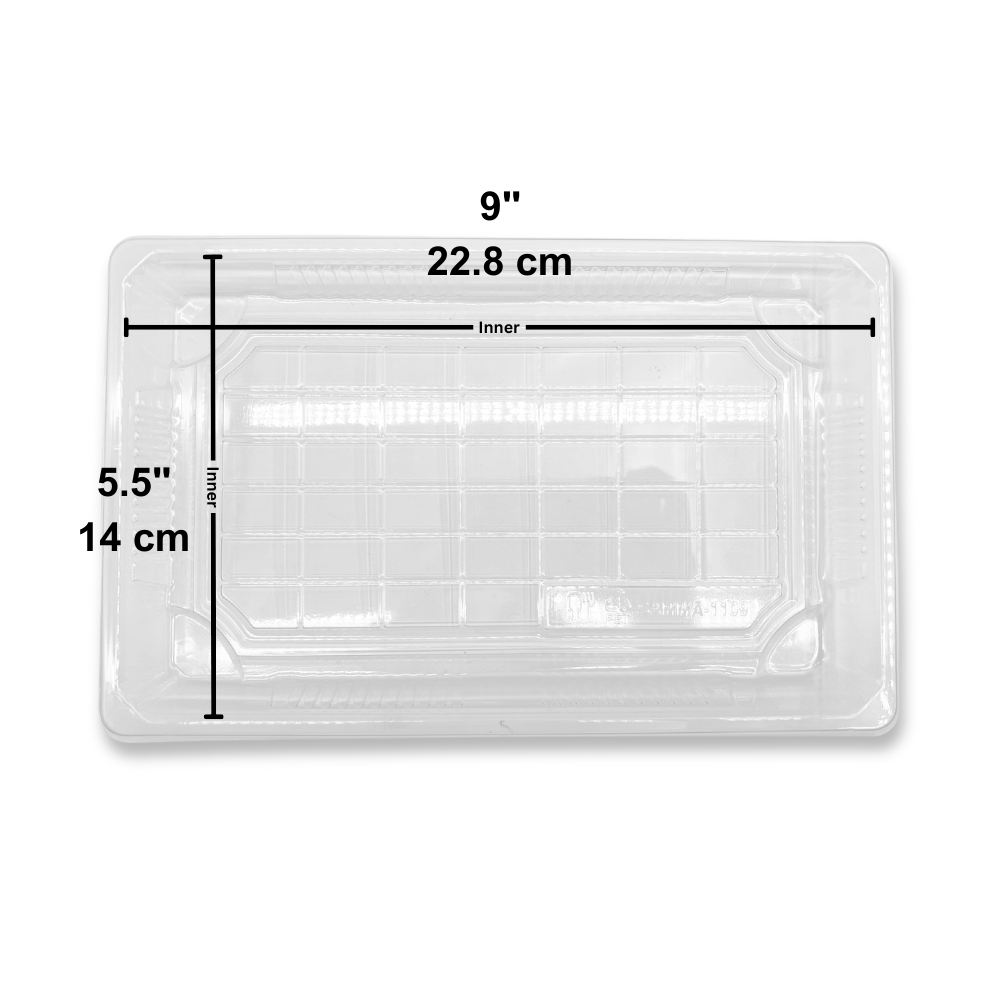 #1109 PET | Clear Sushi Tray W/ Lid | 9.45x5.9x1.77" - Tray inner size