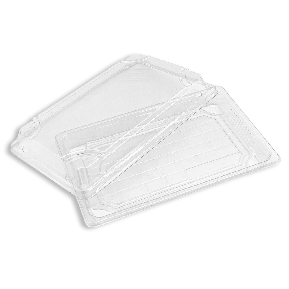 #1109 PET | Clear Sushi Tray W/ Lid | 9.45x5.9x1.77" - open