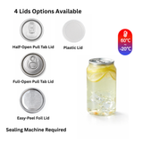 12oz Can-Shaped Clear PET Cup | 55mm Top (Base Only) - 4 lids option