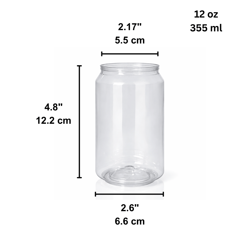 12oz Can-Shaped Clear PET Cup (Base Only) - size
