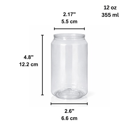 12oz Can-Shaped Clear PET Cup (Base Only) - size