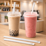 White paper straws bulk packaging for bubble tea shops, smoothie and cafes in Canada