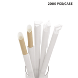 12x230mm diagonal cut kraft paper straws, eco-friendly biodegradable straws for bubble tea - individually wrapped bulk pack