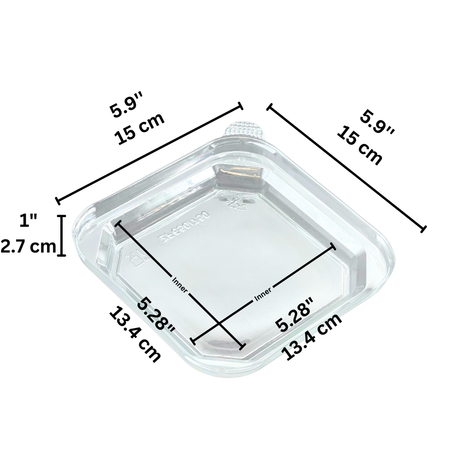 134x134mm AFP Anti-Fog Clear Square PET Lid | Fit 650S/750S Container (Lid Only) - size