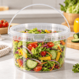 135oz PP Clear Dessert Food Storage Round Bucket W/ Lid & Handle - with food