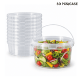 135oz PP Clear Dessert Food Storage Round Bucket W/ Lid & Handle (80 Pcs/Case)