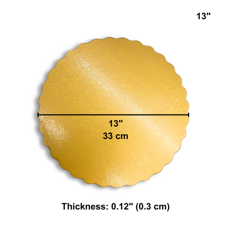 13" Golden Round Cake Paper Pad Cardboard Cake Base - size